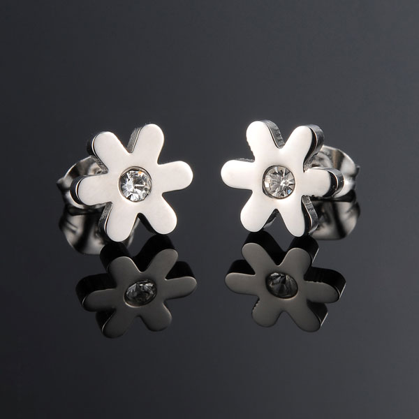 Aretes Margaritas Plateadas, Acero - Imagen 3