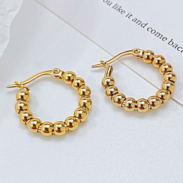 Aretes Argollas Destello Dorado, Acero - Imagen 2