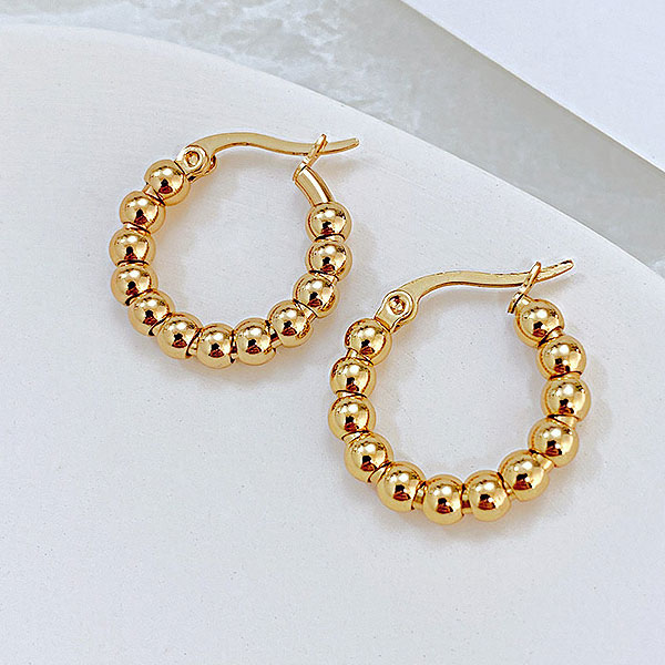 Aretes Argollas Destello Dorado, Acero - Imagen 3