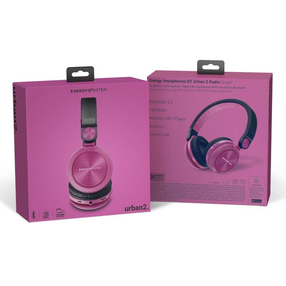 Energy Sistem Audífonos BT Urban 2 Radio - Morado - Imagen 5