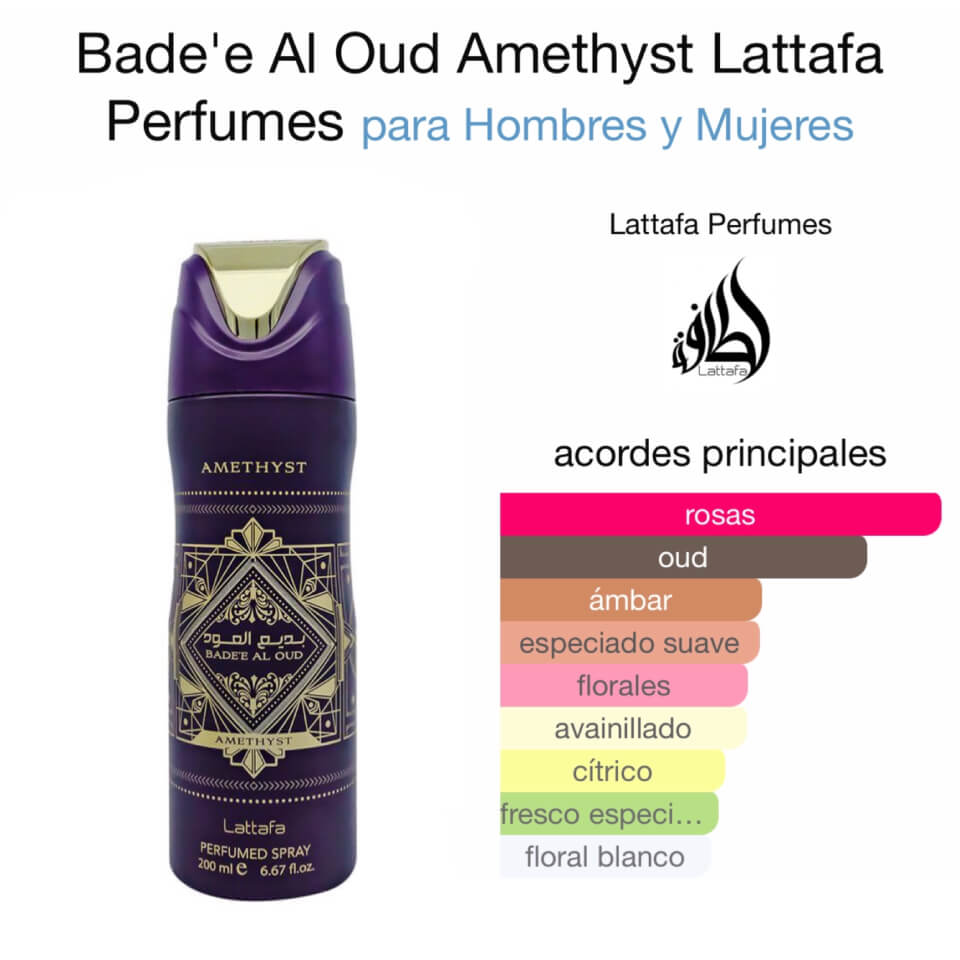 Lattafa Bade'e Al Oud Amethyst Perfumed Spray 200 ml - Imagen 2