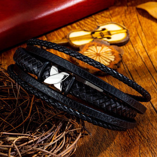 Brazalete Cuero Vikingo, Acero - Imagen 3
