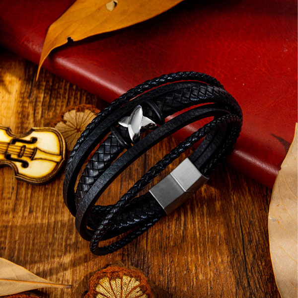 Brazalete Cuero Vikingo, Acero - Imagen 2