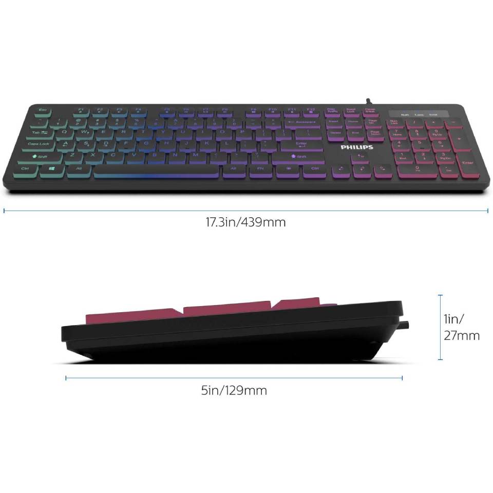 Philips Teclado Gaming SPK8264 Ultradelgado - Silencioso - iluminado - Imagen 4