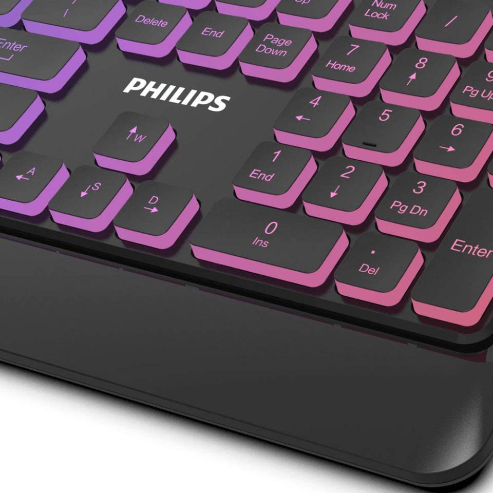 Philips Teclado Gaming SPK8264 Ultradelgado - Silencioso - iluminado - Imagen 2