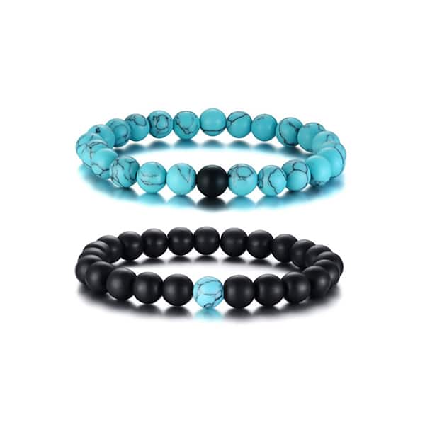 Duo Pulseras Unisex Piedras Naturales