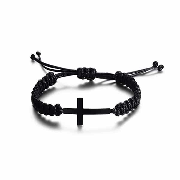 Brazalete Trenzado con Cruz Acero