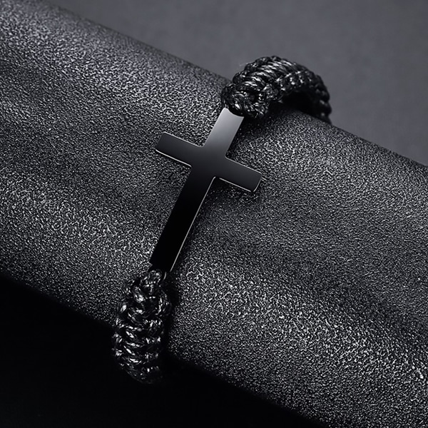 Brazalete Trenzado con Cruz Acero - Imagen 3