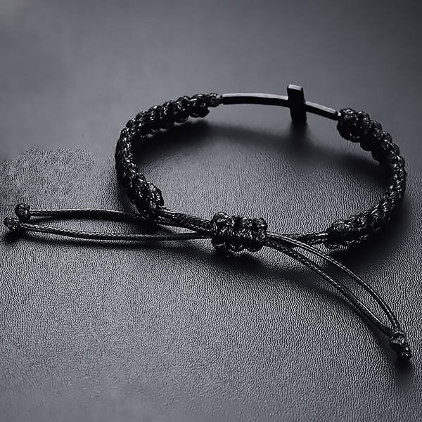 Brazalete Trenzado con Cruz Acero - Imagen 4