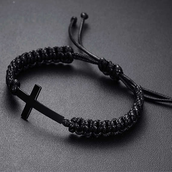 Brazalete Trenzado con Cruz Acero - Imagen 2
