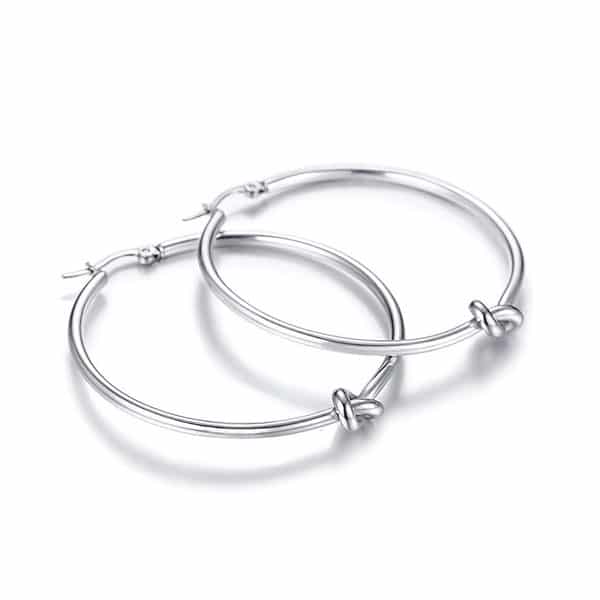 Aretes Argollas con Nudo Acero - Imagen 2