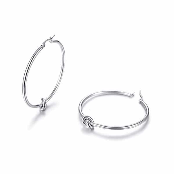 Aretes Argollas con Nudo Acero - Imagen 3
