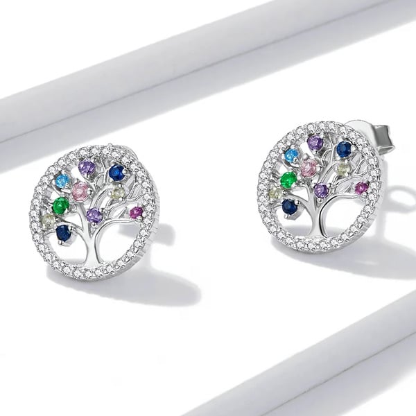 Aretes Árbol de la Vida Multicolor - Imagen 2