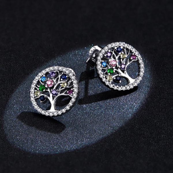 Aretes Árbol de la Vida Multicolor - Imagen 3
