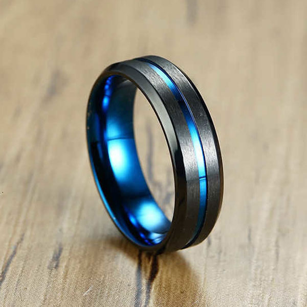 Anillo Franja Azul, Acero - Imagen 2