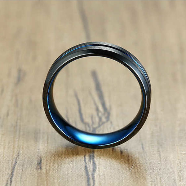 Anillo Franja Azul, Acero - Imagen 3