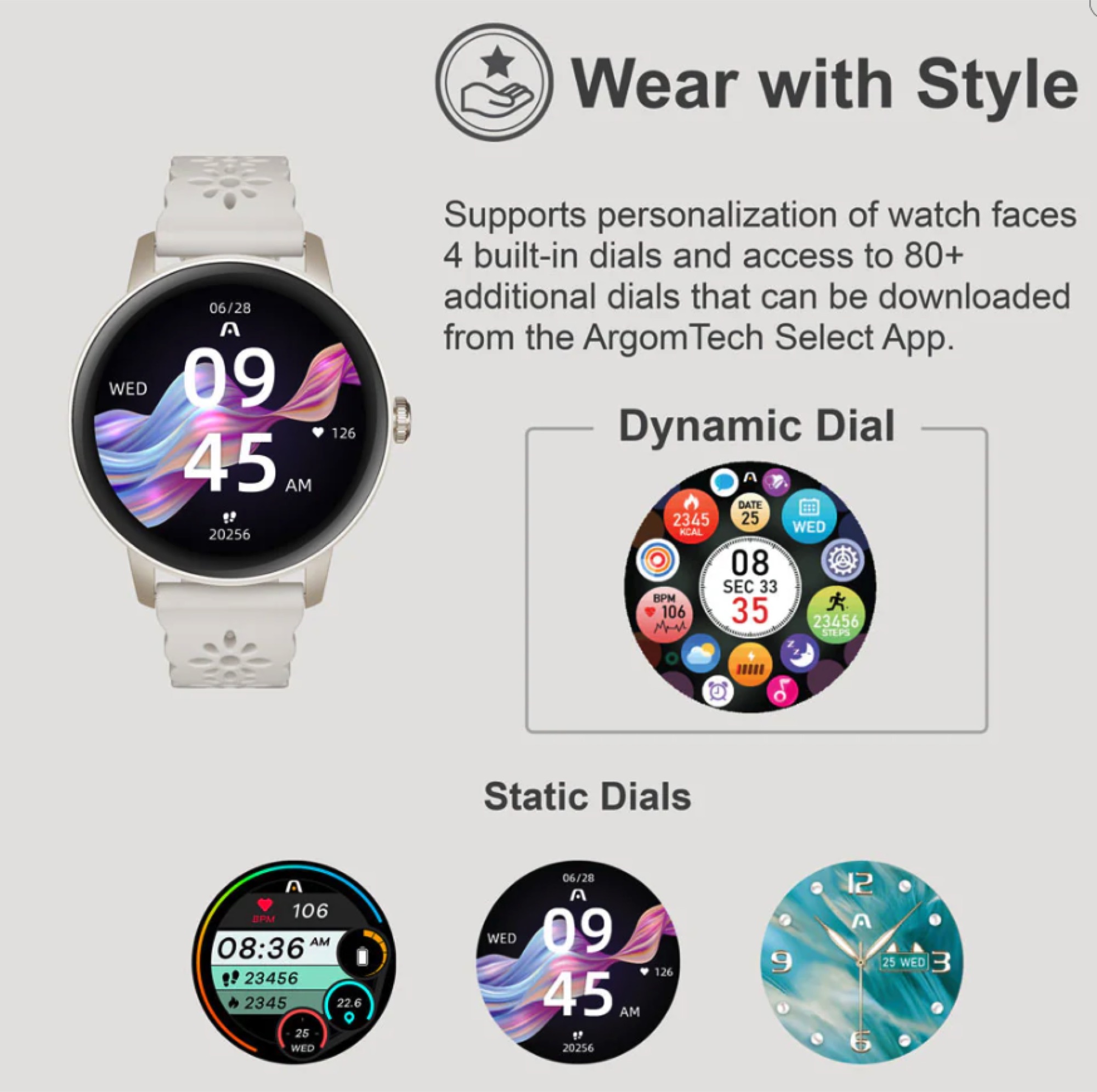 Smartwatch ArgomTech C30 Rose Gold con 4 Fajas - Imagen 2