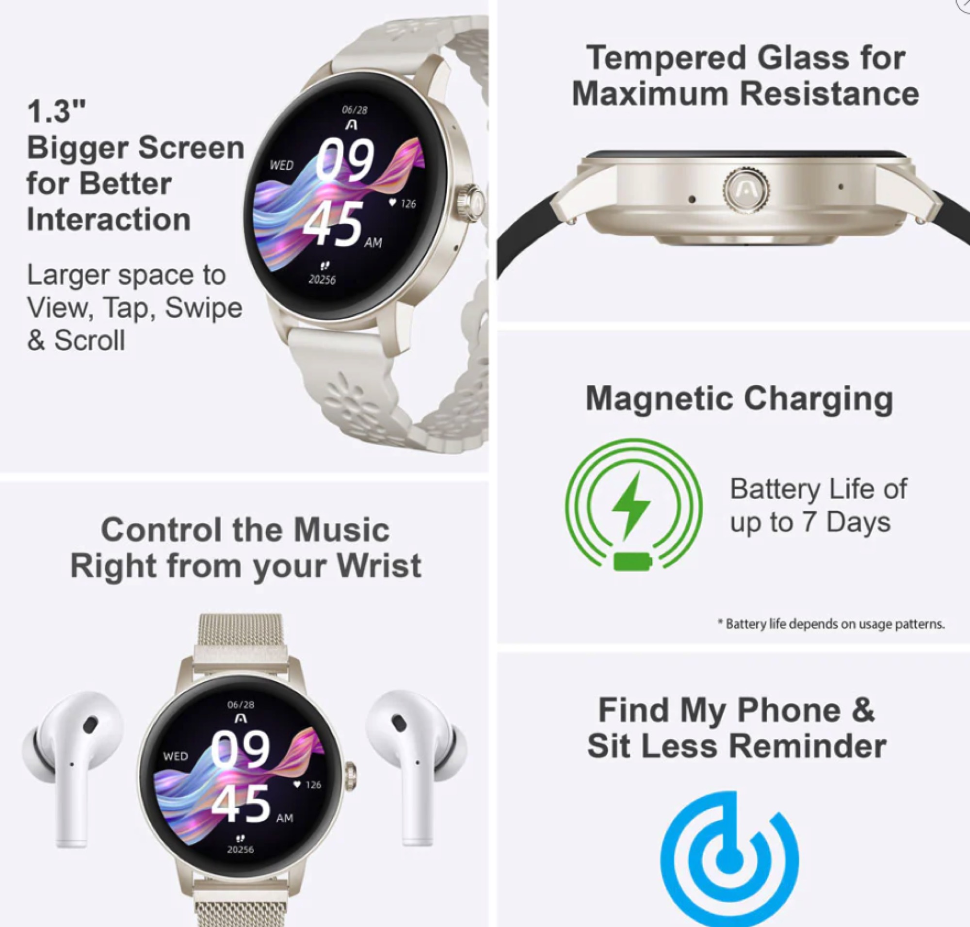 Smartwatch ArgomTech C30 Rose Gold con 4 Fajas - Imagen 9